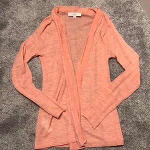 Ann Taylor LOFT peach open cardigan